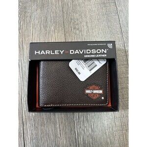 Men's Harley Davidson Black Genuine Leather Wallet Brand New In Gift Box Biker